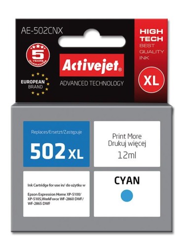 Tusz Activejet AE-502CNX (zamiennik Epson 502XL W24010; Supreme; 12 ml; niebieski) - 847863