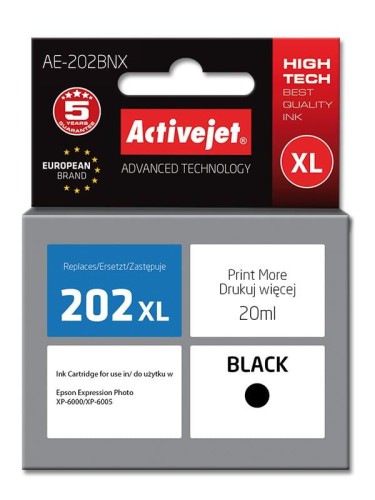 Tusz Activejet AE-202BNX (zamiennik Epson 202XL G14010; Supreme; 20 ml; czarny) - 847853
