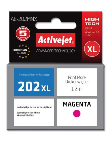 Tusz Activejet AE-202MNX (zamiennik Epson 202XL H34010; Supreme; 12 ml; czerwony) - 847855