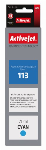 Tusz Activejet AE-113C (zamiennik Epson 113 C13T06B240; Supreme; 70ml; niebieski) - 937606