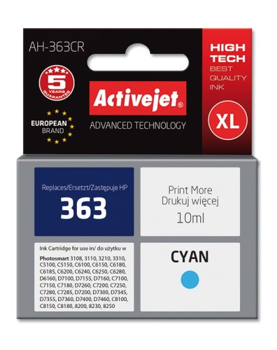 Tusz Activejet AH-363CR (zamiennik HP 363 C8771EE; Premium; 10 ml; niebieski) - 1130368