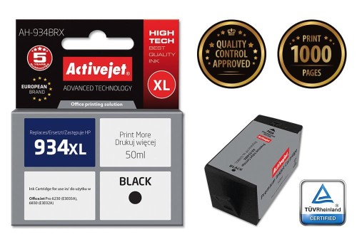 Tusz Activejet AH-934BRX (zamiennik HP 934XL C2P23AE; Premium; 50 ml; czarny) - 847898