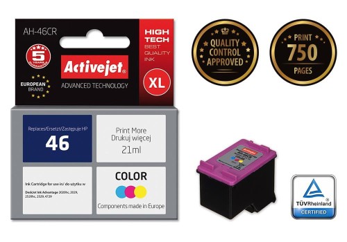 Tusz Activejet AH-46CR (zamiennik HP 46 CZ638AE; Premium; 21 ml; kolor) - 848115