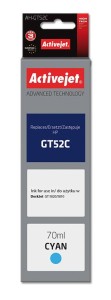 Activejet AH-GT52C Buteleczka z tuszem z atramentem (zamiennik HP GT52C M0H54AE; Supreme; 70 ml; 8000 stron, niebieski)