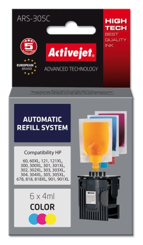 System uzupełnień Activejet ARS-305Col (zamiennik HP301, HP302, HP303, HP304, HP304 ; 6 x 4 ml; kolor) - 1130400