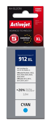 Tusz Activejet AH-912CRX (zamiennik HP 912XL 3YL81AE; Premium; 990 stron; niebieski) - 1130345