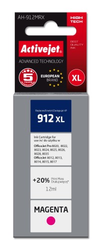 Tusz Activejet AH-912MRX (zamiennik HP 912XL 3YL82AE; Premium; 990 stron; czerwony) - 1130346
