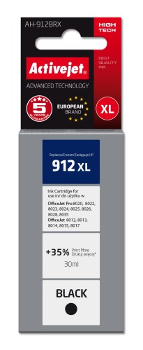 Tusz Activejet AH-912BRX (zamiennik HP 912XL 3YL84AE; Premium; 1100 stron; czarny) - 1130348