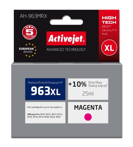 Tusz Activejet AH-963MRX (zamiennik HP 963XL 3JA28AE; Premium; 1760 stron; czerwony) - 1130350