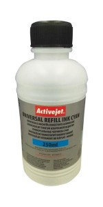 Activejet URB-250C Tusz w buteleczkach, Zamiennik uniwersalny do drukarek HP, Canon, Epson, Brother; Supreme (250 ml; niebieski)