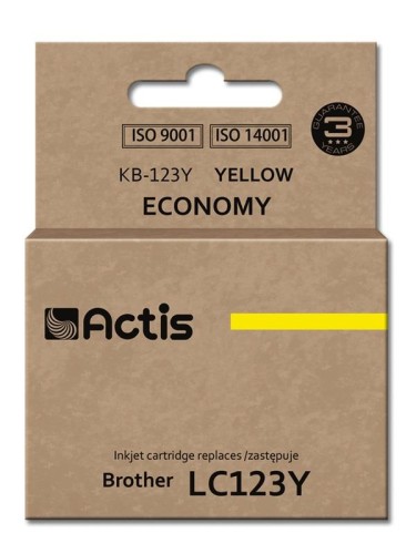 Tusz ACTIS KB-123Y (zamiennik Brother LC123Y/LC121Y; Standard; 10 ml; żółty) - 847673