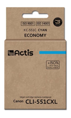 Tusz ACTIS KC-551C (zamiennik Canon CLI-551C; Standard; 12 ml; niebieski) - 847713