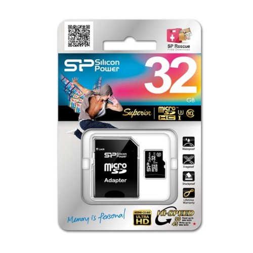 Karta pamięci MicroSDHC Silicon Power Superior UHS-3 32GB + adapter - 979614