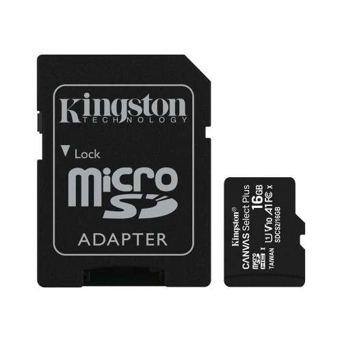 Kingston karta pamięci microSDHC Canvas Select Plus (16GB | class 10 | UHS-I | 100 MB/s) + adapter - 1235922