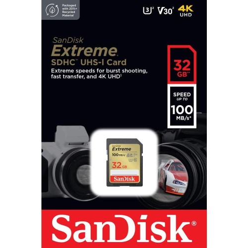 Sandisk karta pamięci Extreme SDHC 32GB 100/60MB/s C10 V30 UHS-I U3 - 1223814
