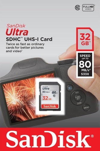 PAMIĘĆ SECUREDIGITAL SANDISK 32GB ULTRA SDHC 80MB/S UHS-I CLASS 10 - 462646
