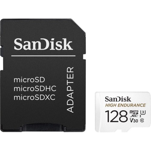 Karta pamięci MicroSDXC SanDisk High Endurance 128GB 100/40 MB/s A1 Class 10 V30 UHS-I U3 + adapter - 1245246