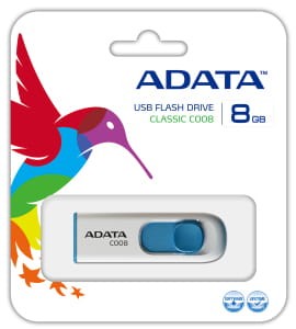 ADATA PAMIĘĆ C008 8GB USB 2.0 ( WHITE+BLUE ) - 380504