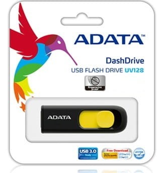 Pendrive ADATA DashDrive UV128 AUV128-16G-RBY (16GB; USB 3.0; kolor żółty) - 779799