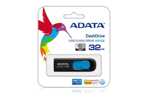 ADATA DashDrive UV128 128GB USB3.0 Black-Blue - 927633
