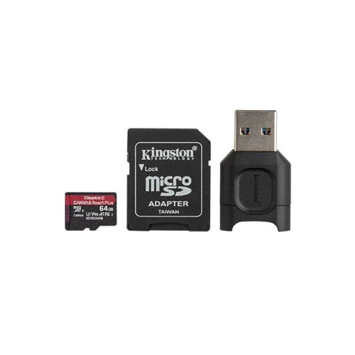 Kingston Canvas React Plus MicroSDXC - Karta pamięci 64 GB A1 Class 10 U3 165/285 MB/s z adapterem - 1173129
