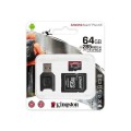 Kingston Canvas React Plus MicroSDXC - Karta pamięci 64 GB A1 Class 10 U3 165/285 MB/s z adapterem - 1173130