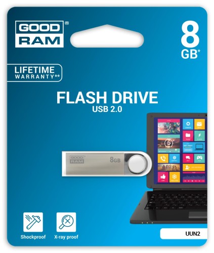 Pendrive GoodRam UUN2 UUN2-0080S0R11 (8GB; USB 2.0; kolor srebrny) - 779637