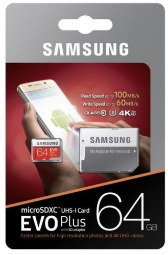 Karta pamięci Samsung EVO+ micro SDXC 64GB (100/60 MB/s) Class 10 UHS-I + adapter SD MB-MC64GA/EU - 979492