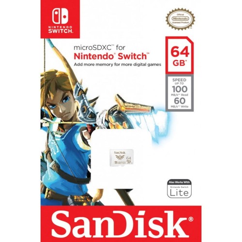 Karta pamięci MicroSDXC SanDisk NINTENDO SWITCH microSDXC 64 GB 100/60 MB/s A1 C10 V30 UHS-I U3 - 1268641