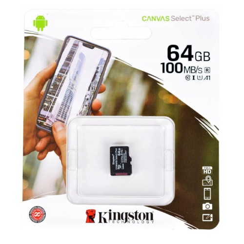 Kingston Canvas Select Plus microSDXC - Karta pamięci 64 GB A1 Class UHS-I U1 V10 100 MB/s - 1184933