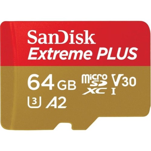 SanDisk Extreme PLUS microSDXC - Karta pamięci 64 GB A2 V30 Class 10 UHS-I U3 160/90 MB/s z adapterem - 1095560