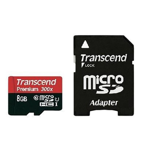 Transcend Memory MicroSDHC - Karta pamięci 8 GB UHS-1 U1 45MB/s z adapterem - 1172868