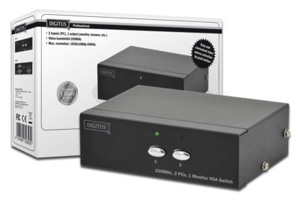 Switch VGA DIGITUS DS-44100-1 2-portowy, 250MHz 1920x1080p FHD - 972064