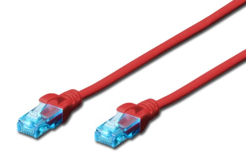 Patchcord DIGITUS UTP kat. 5e 5m PVC czerwony - 981041