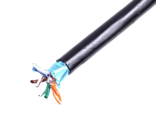 Kabel teleinformatyczny instalacyjny zewnętrzny żelowany DIGITUS kat.5e, F/UTP, Fca, drut, AWG24/1, PE, 305m, czarny, szpula - 980921