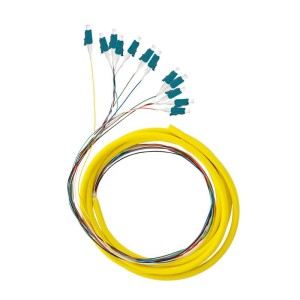Pigtail światłowodowy Qoltec 12x LC/UPC | SM | G652D | 2m