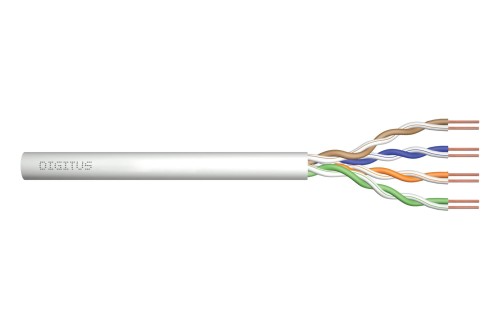 Kabel teleinformatyczny instalacyjny DIGITUS kat.5e, U/UTP, Eca, drut, AWG 24/1, PVC, 50m, szary, ofoliowany - 980946