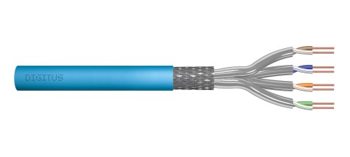 Kabel teleinformatyczny instalacyjny DIGITUS kat.6A, S/FTP, Eca, drut, AWG 23/1, LSOH, 500m, niebieski, szpula - 980933