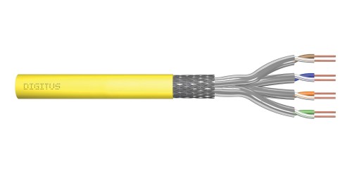 Kabel teleinformatyczny instalacyjny DIGITUS kat.7A, S/FTP, B2ca, drut, AWG 22/1, LSOH, 500m, żółty, szpula - 980940