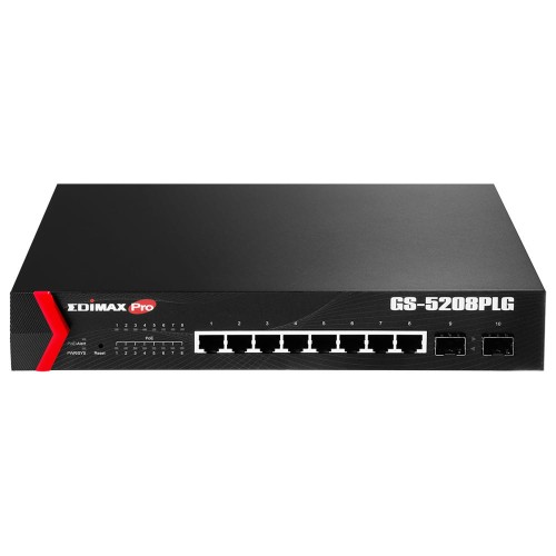 Switch zarządzalny Edimax GS-5208PLG 8x10/100/1000 PoE+ 2xSFP Web Smart - 1043364