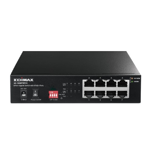 Switch niezarządzalny Edimax GS-1008PHE V2 8x100/1000 4xPoE+ 60W - 1043375