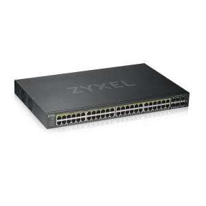 GS1920-48HPv2, 52 Port Smart Managed PoE Switch 48x Gigabit Copper PoE and 4x Gigabit dual pers., hybird mode, standalone or NebulaFlex Cloud, 375 Watt PoE