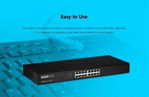 TOTOLINK SW16 16-Port unmanaged 10/100Mbps Fast Ethernet Switch rack 19" - 474154