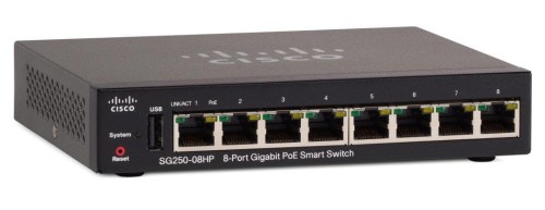 Switch PoE Cisco SG250-08HP-K9-EU (8x 10/100/1000Mbps) - 743501