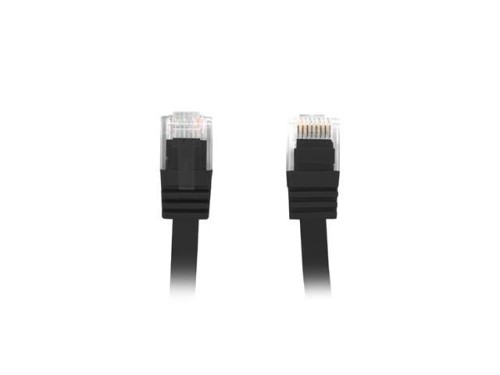 Lanberg Patchcord RJ45, kat. 5e, FLAT, UTP, 0.5m, czarny - 694936