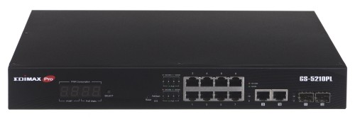 Switch zarządzalny Edimax GS-5210PL 12-port gigabit PoE+ Web Smart z 2x Gigabit Combo RJ45/SFP - 1042768