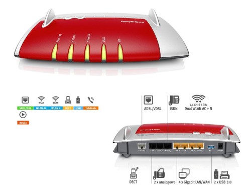 Router FRITZ! Box 7490 WiFi AC1750 VDSL2 PBX DECT 3G LTE PL - 980522