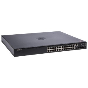 Switch zarządzalny Dell Networking N1524P, PoE+, 24x 1GbE + 4x 10GbE SFP+ fixed ports, Stacking, IO to PSU airflow, AC