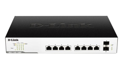 Switch zarządzalny D-Link DGS-1100-10MP 8x1000 Mbps Gigabit PoE 2x SFP - 981197