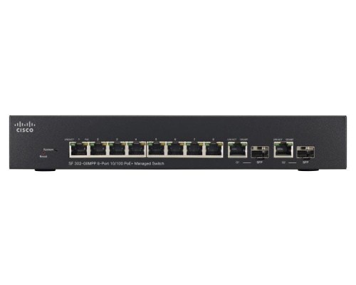 Switch zarządzalny Cisco SF302-08PP 8x10/100 PoE+ 2xSFP Combo - 982158